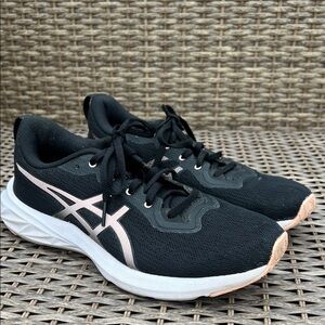 ASICS Women's Black and Light Pink Athletic Tennis Shoes Sneakers Size 9